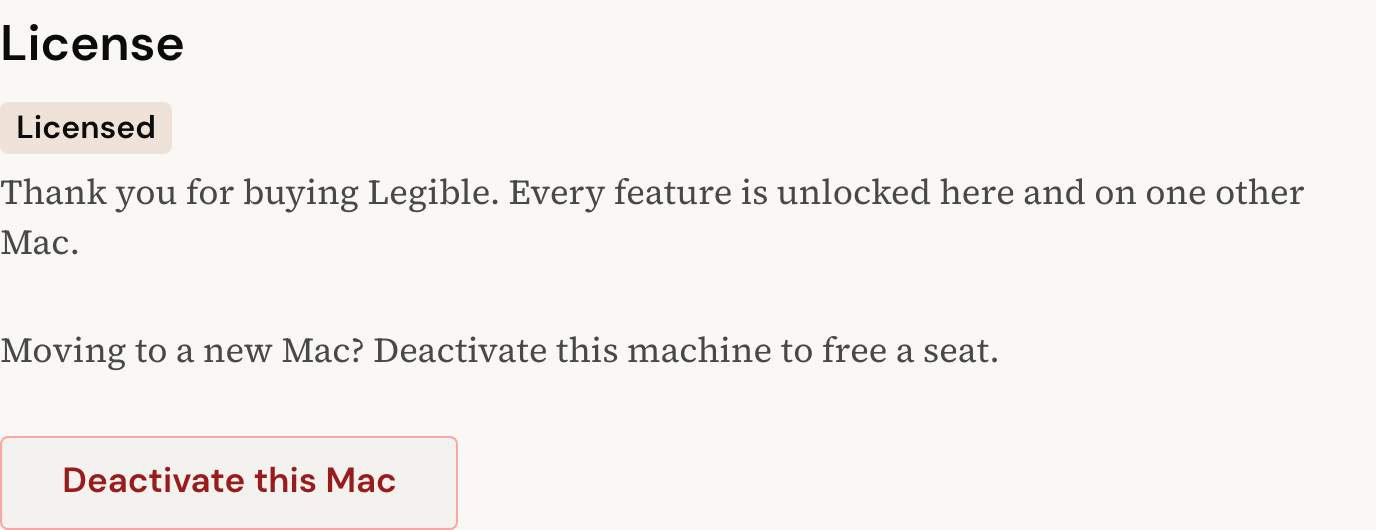 Preferences: Deactivate this Mac releases a seat so you can move your license to another machine.